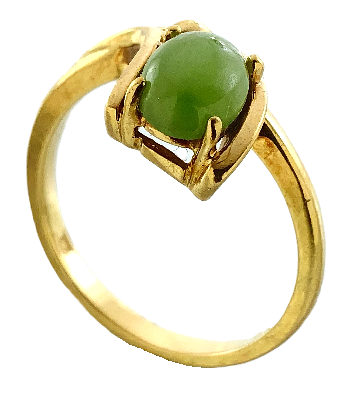 10K Yellow Gold Green Jade Ring Size: 6 AU249