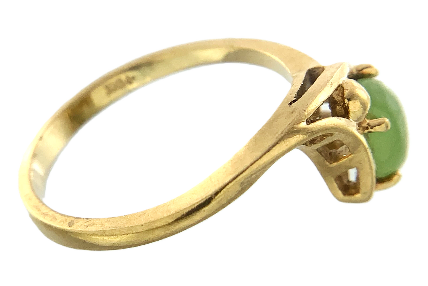 10K Yellow Gold Green Jade Ring Size: 6 AU249