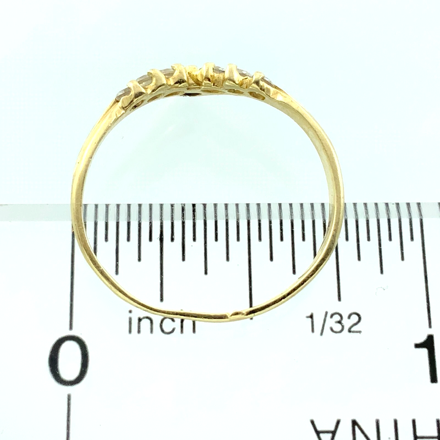 14K Yellow Gold Blue Sapphire Wishbone Ring Size 6.25 AU256