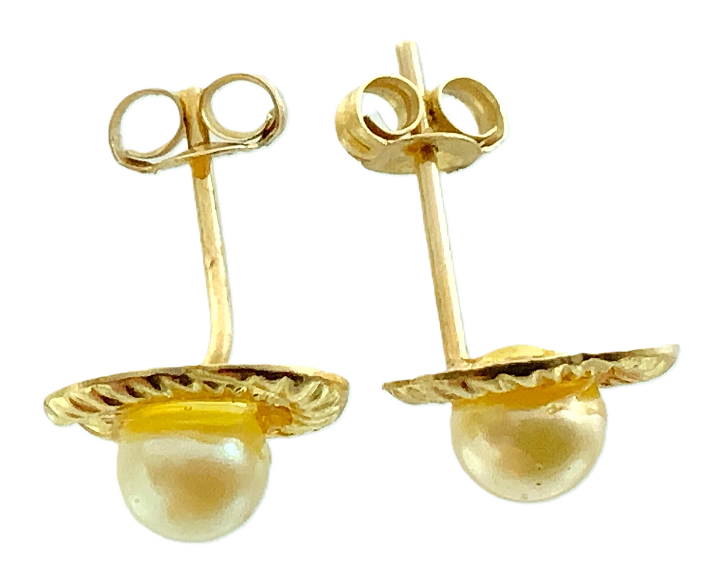 10K Yellow Gold Pearl Earrings AU265