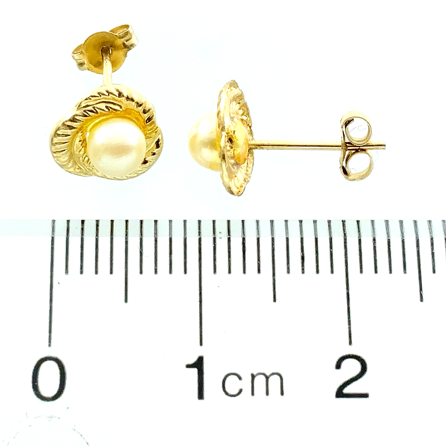 10K Yellow Gold Pearl Earrings AU265