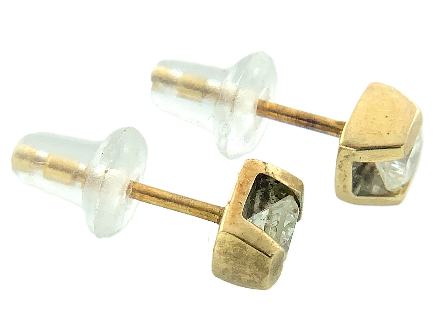 10K Yellow Gold Bezel Cubic Zirconia Earrings MCM AU266