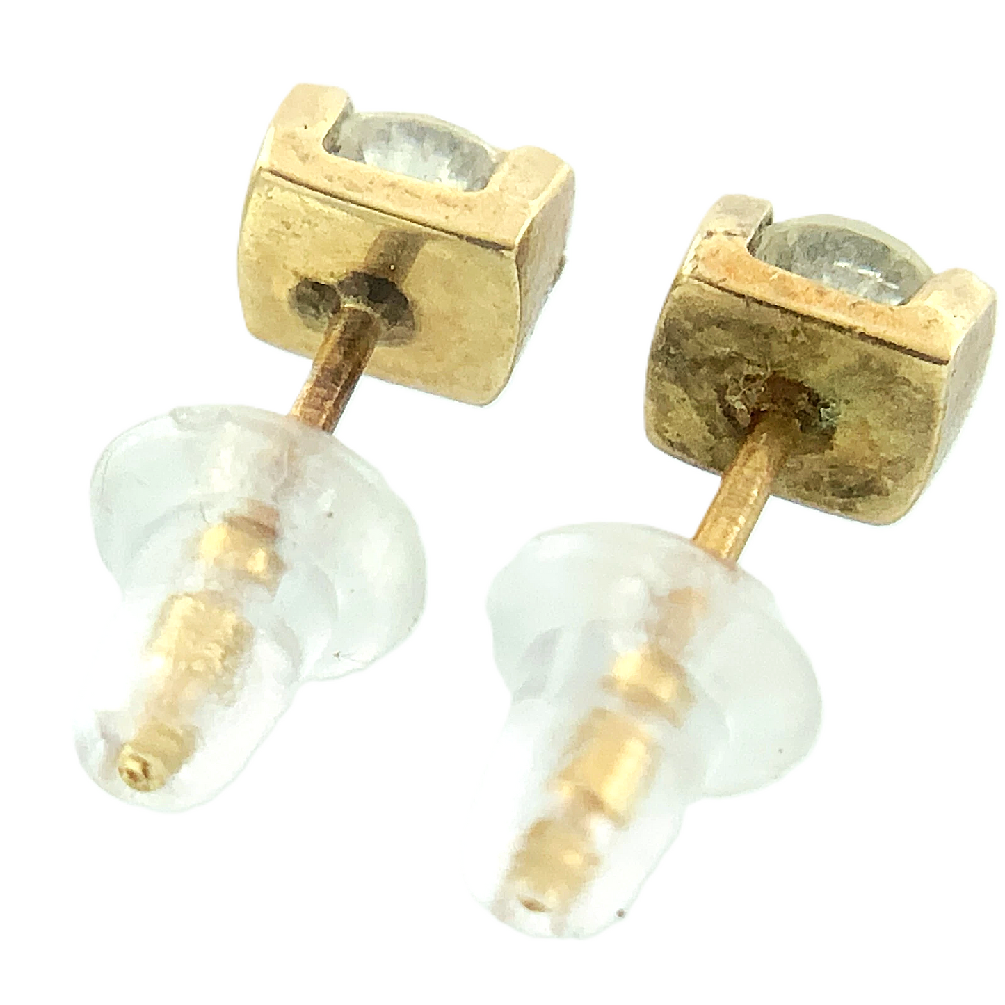 10K Yellow Gold Bezel Cubic Zirconia Earrings MCM AU266