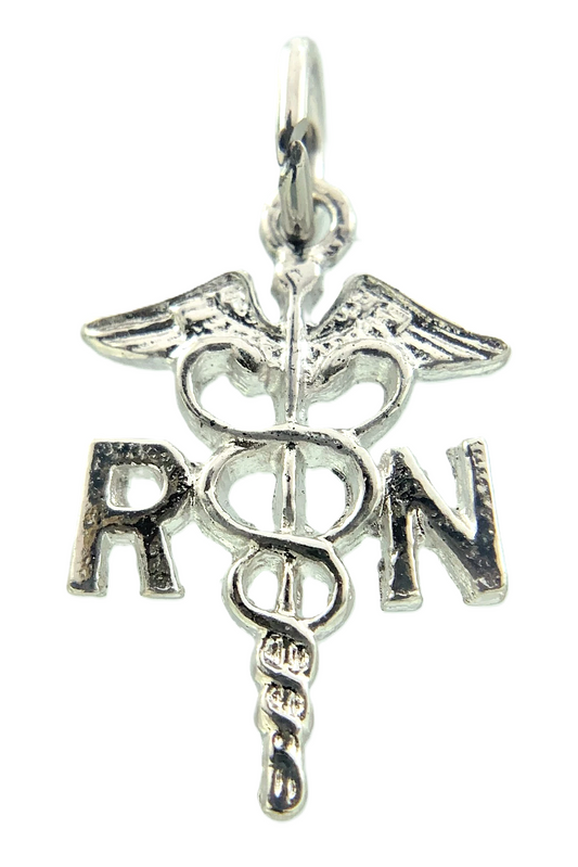 10K Gold Platinum Plated RN Registered Nurse Pendant Caduceus Charm AU272