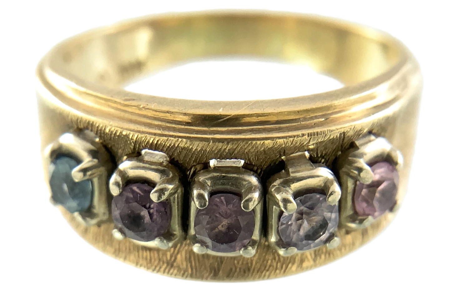 10K Yellow Gold Ring 5 Birthstone Multicolor Gemstone Band Size: 7 AU274