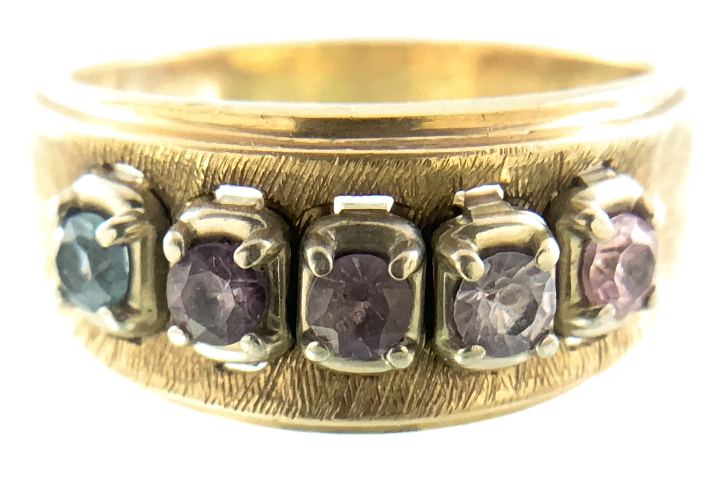 10K Yellow Gold Ring 5 Birthstone Multicolor Gemstone Band Size: 7 AU274