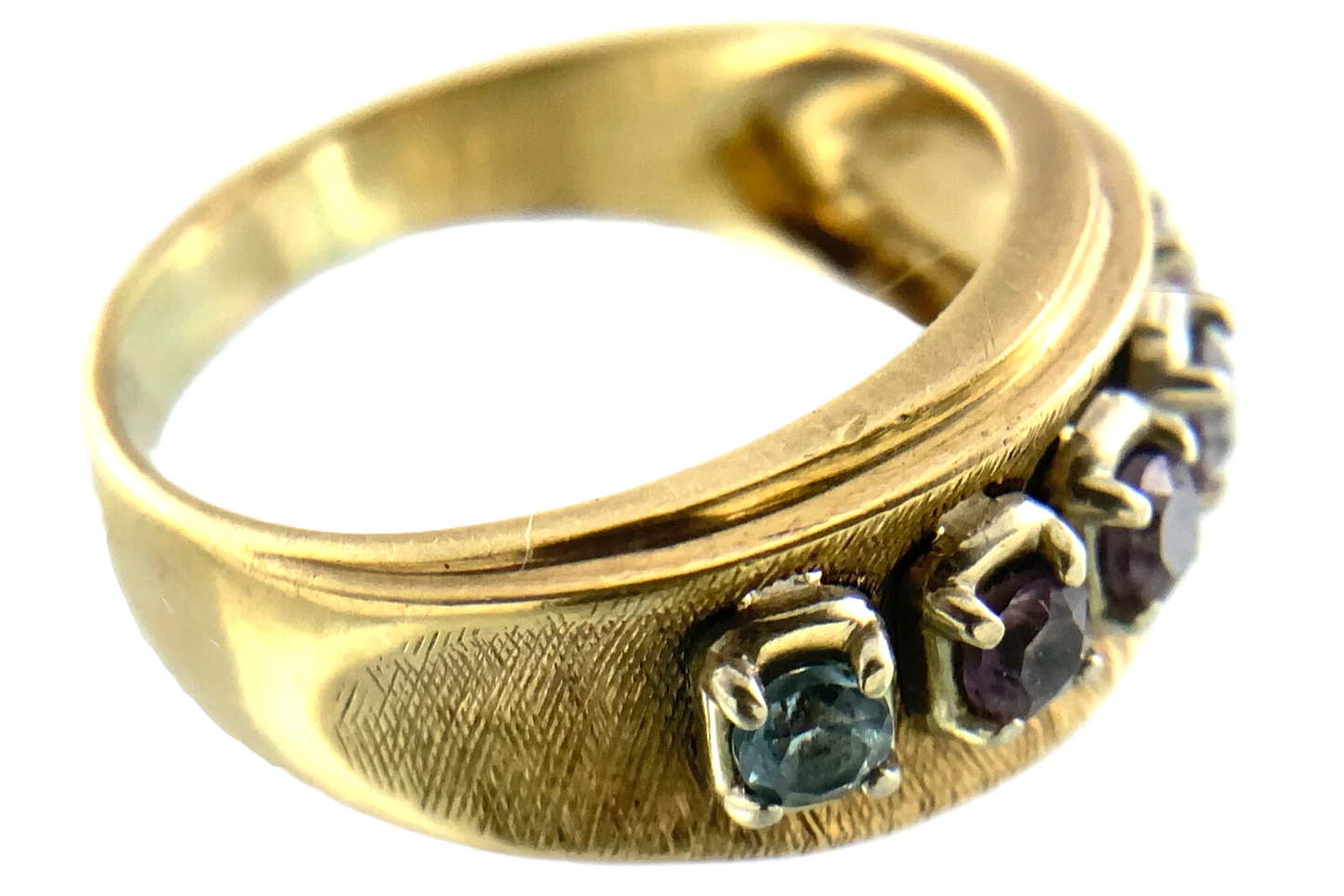 10K Yellow Gold Ring 5 Birthstone Multicolor Gemstone Band Size: 7 AU274