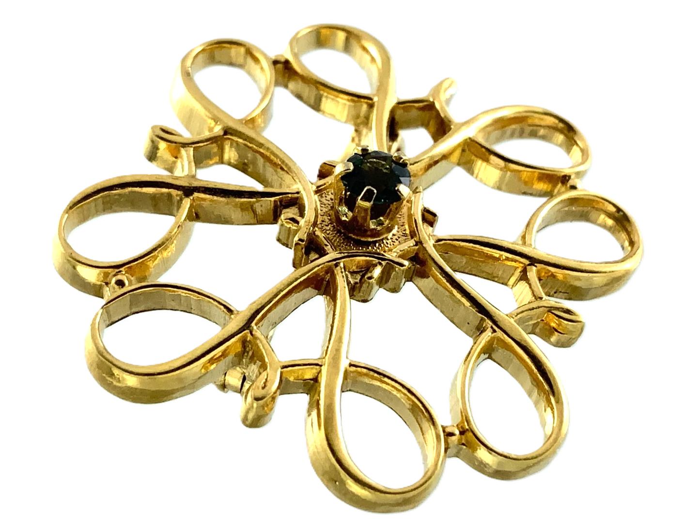 9K Yellow Gold Love Knot Filigree Elegant Brooch AU276