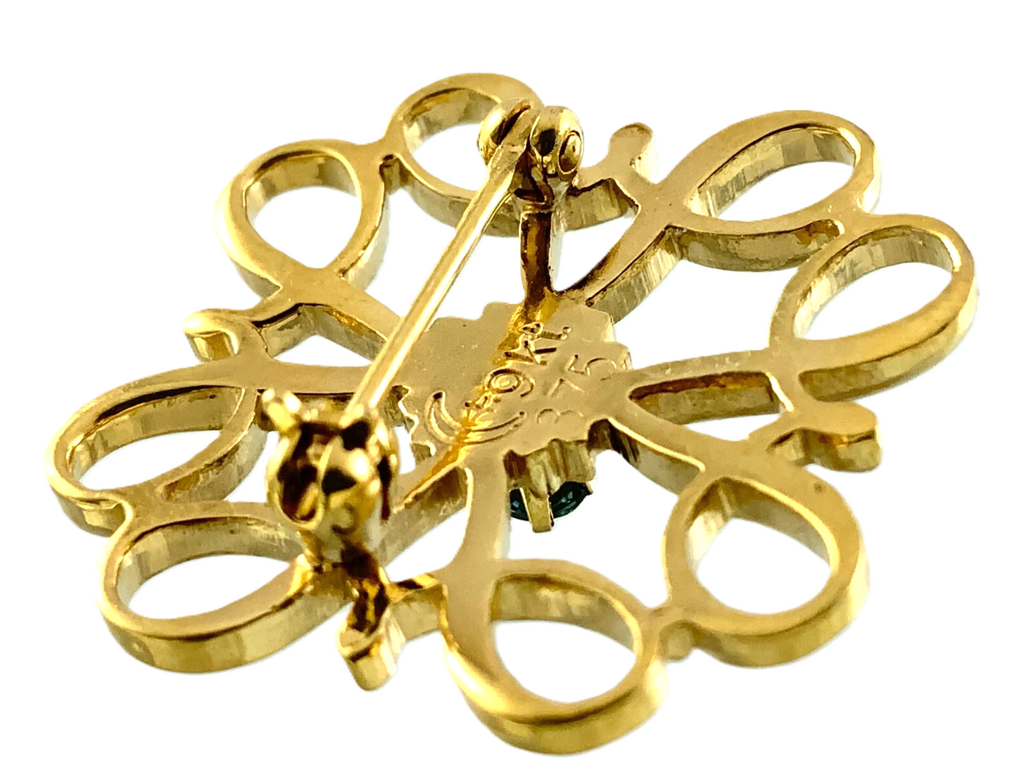 9K Yellow Gold Love Knot Filigree Elegant Brooch AU276