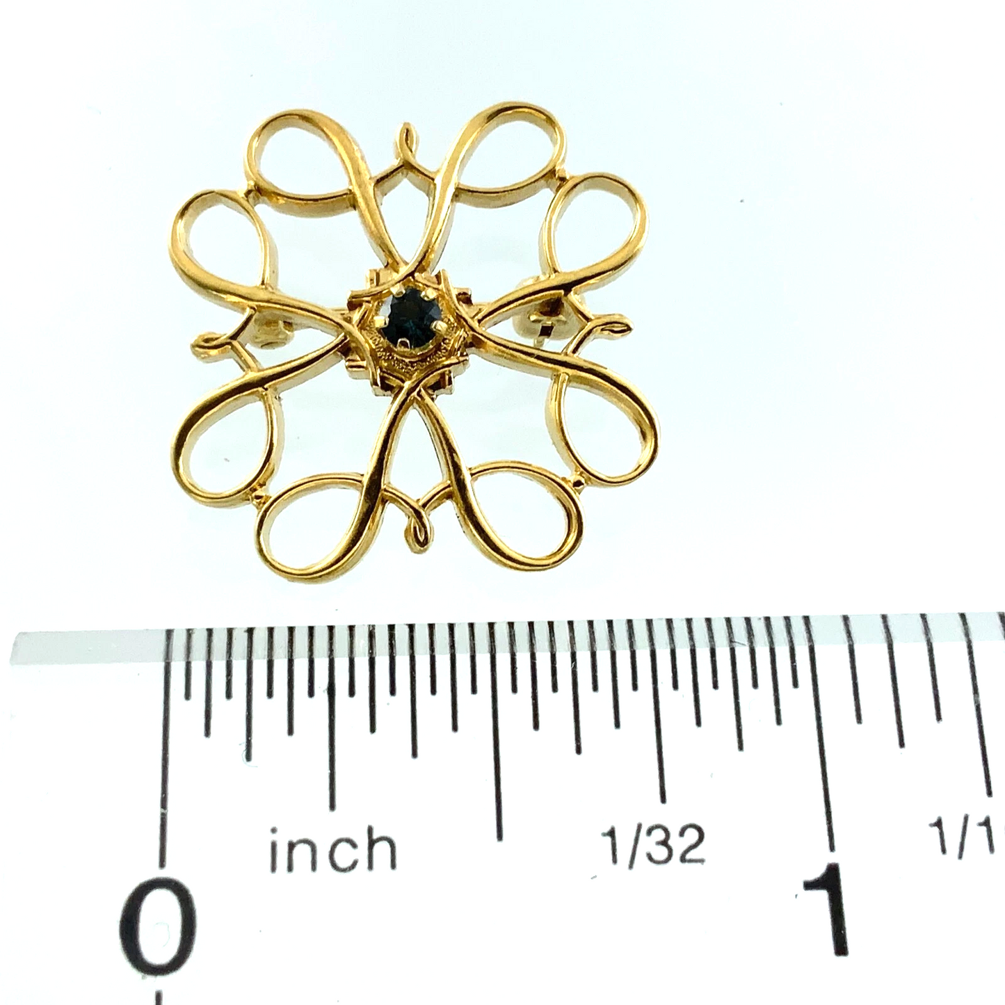 9K Yellow Gold Love Knot Filigree Elegant Brooch AU276