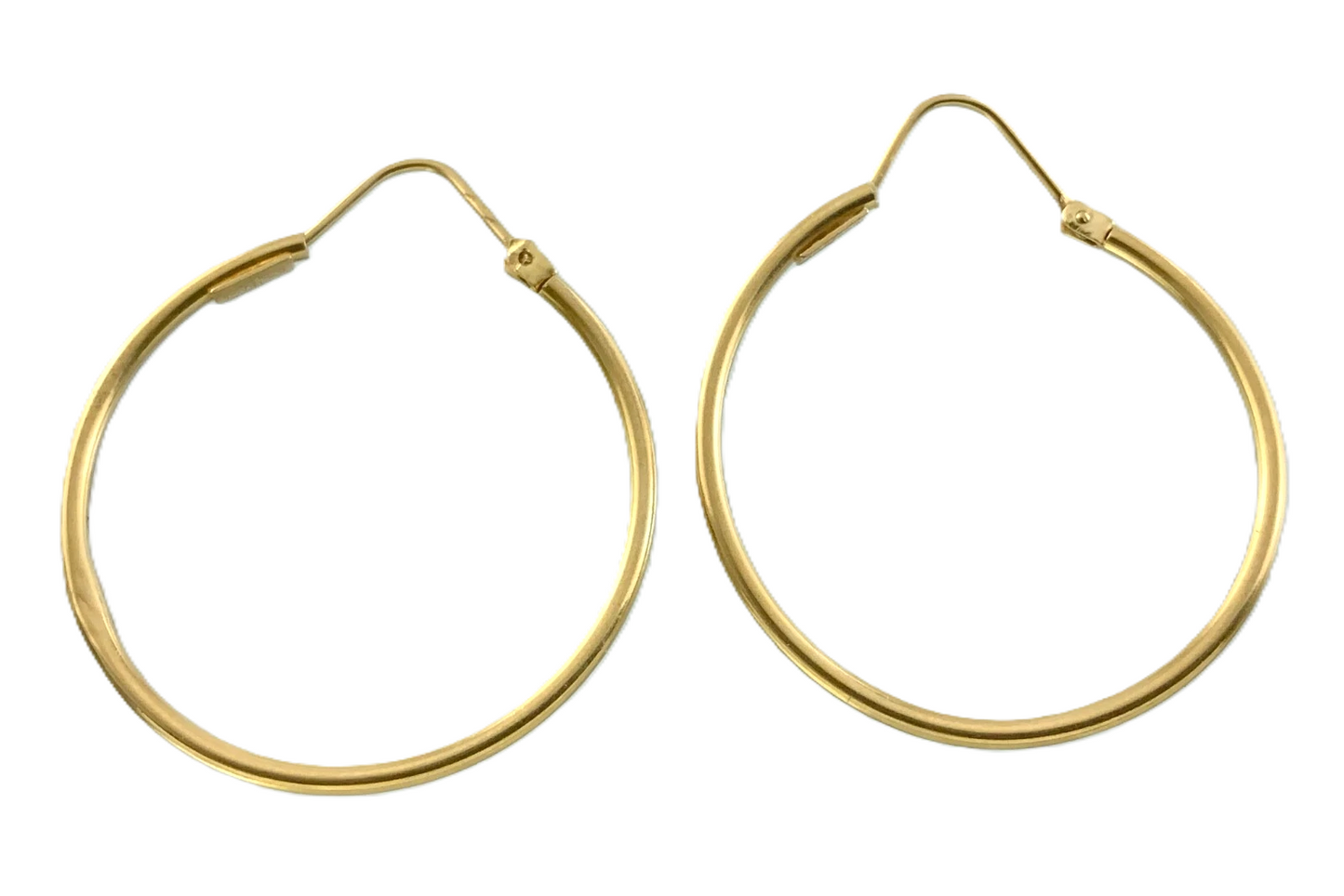 18K Yellow Gold Simple Elegant Hoop Earrings 1in AU280
