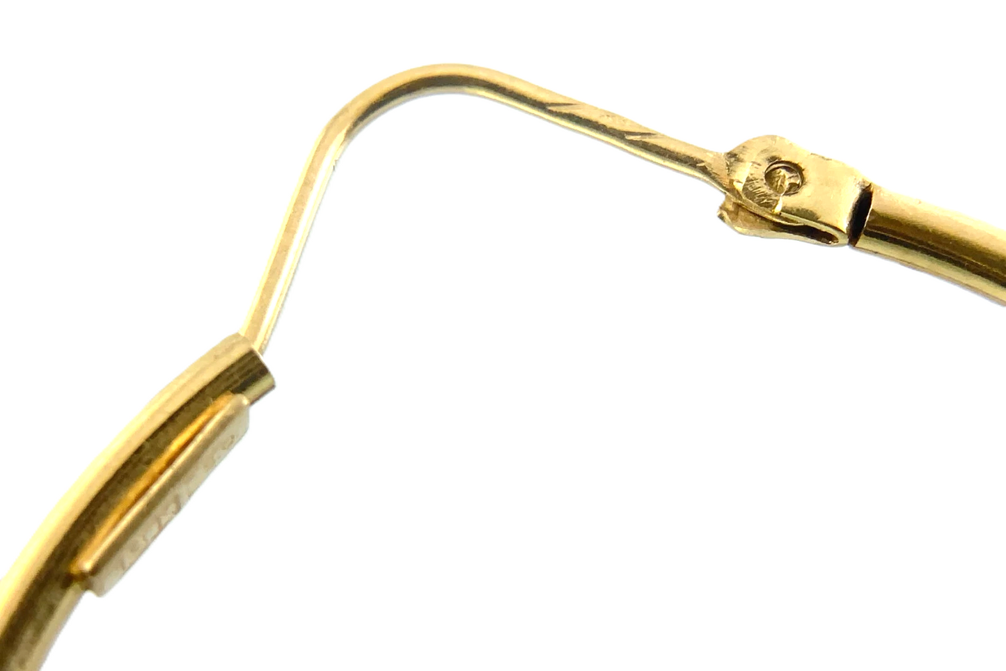 18K Yellow Gold Simple Elegant Hoop Earrings 1in AU280