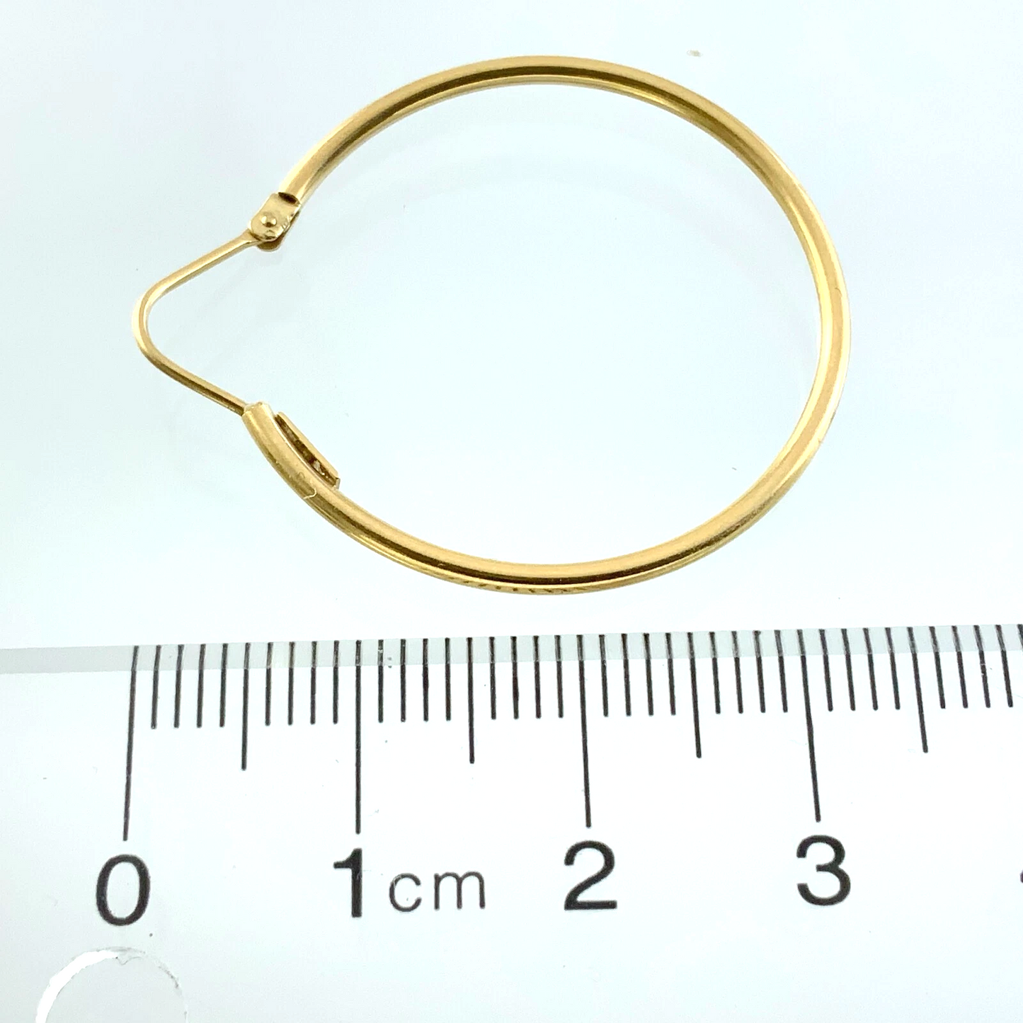 18K Yellow Gold Simple Elegant Hoop Earrings 1in AU280
