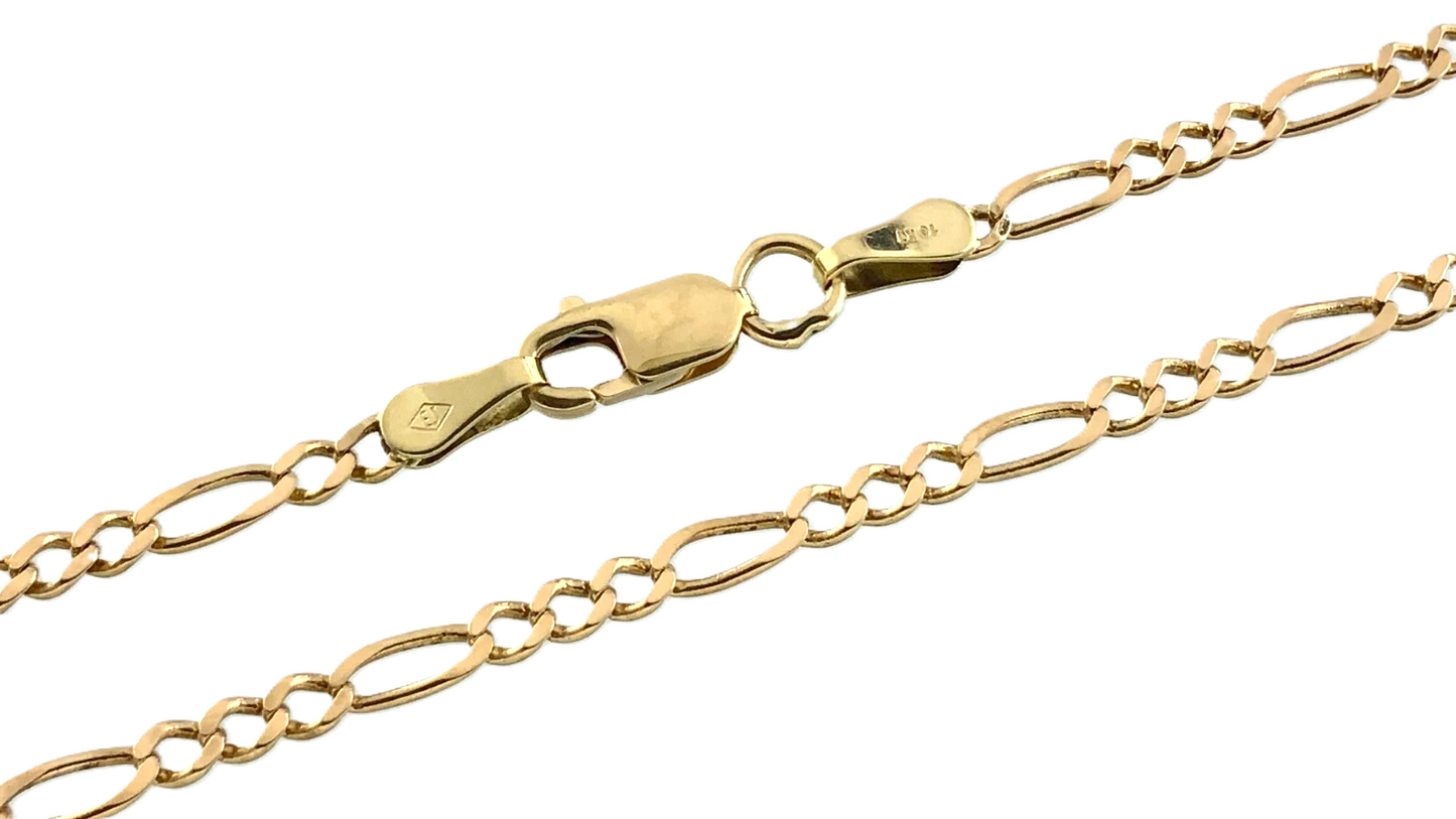 10K Yellow Gold Classic Figaro Link Chain Necklace 23.5 in x 2 mm AU283