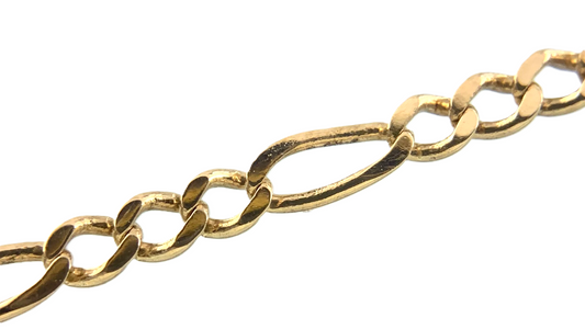 10K Yellow Gold Classic Figaro Link Chain Necklace 23.5 in x 2 mm AU283