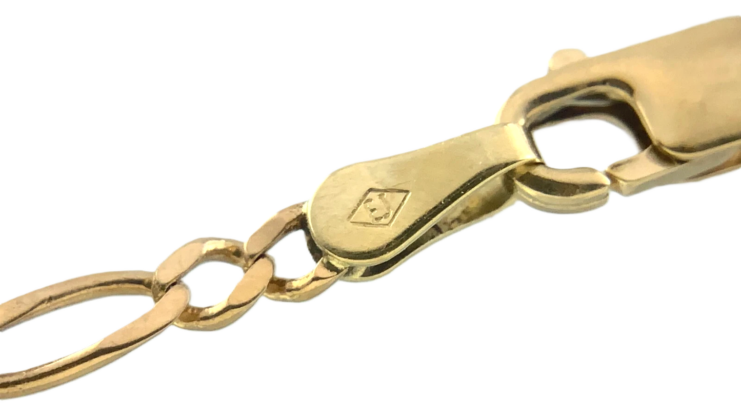10K Yellow Gold Classic Figaro Link Chain Necklace 23.5 in x 2 mm AU283