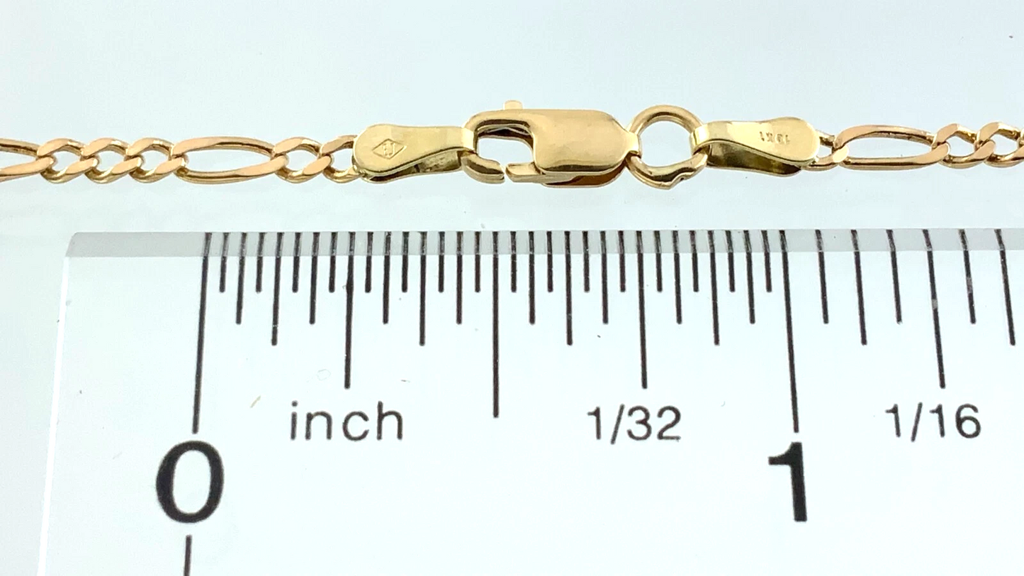 10K Yellow Gold Classic Figaro Link Chain Necklace 23.5 in x 2 mm AU283