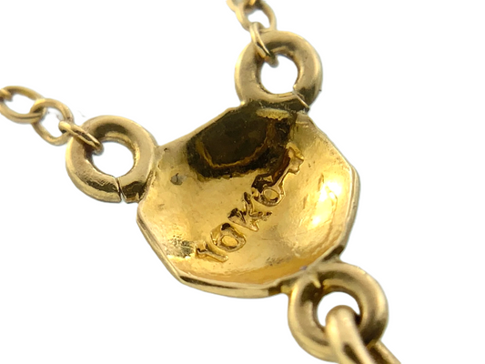 10K Yellow Gold Emerald Green Stone Pendant Necklace Gold Chain AU295