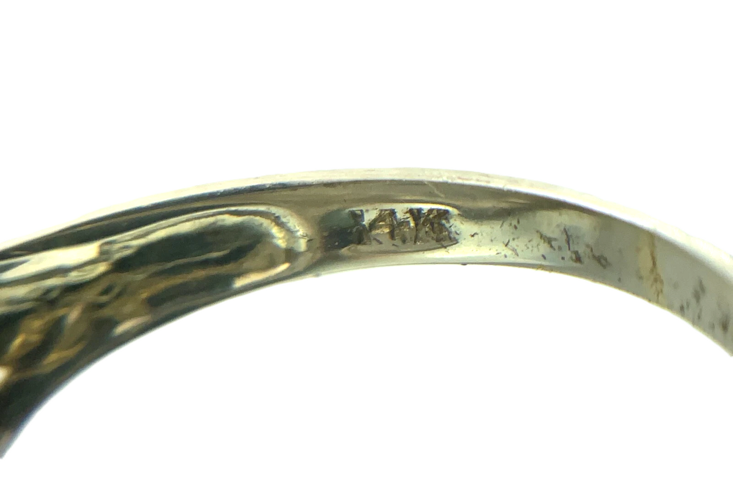 Art Deco 14k Gold Camphor Glass and Diamond Filigree Pendant and Ring AU304X