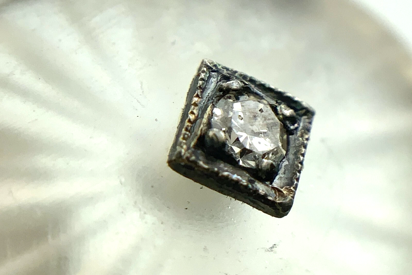 Art Deco 14k Gold Camphor Glass and Diamond Filigree Pendant and Ring AU304X