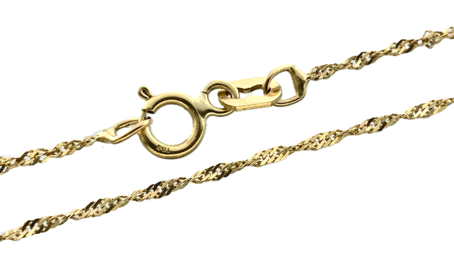 10K Yellow Gold Singapore Link Chain Necklace 15.75 in x 1 mm AU304