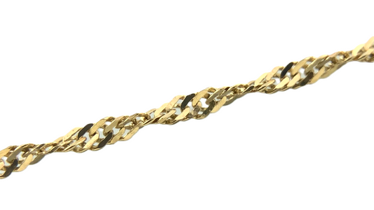 10K Yellow Gold Singapore Link Chain Necklace 15.75 in x 1 mm AU304