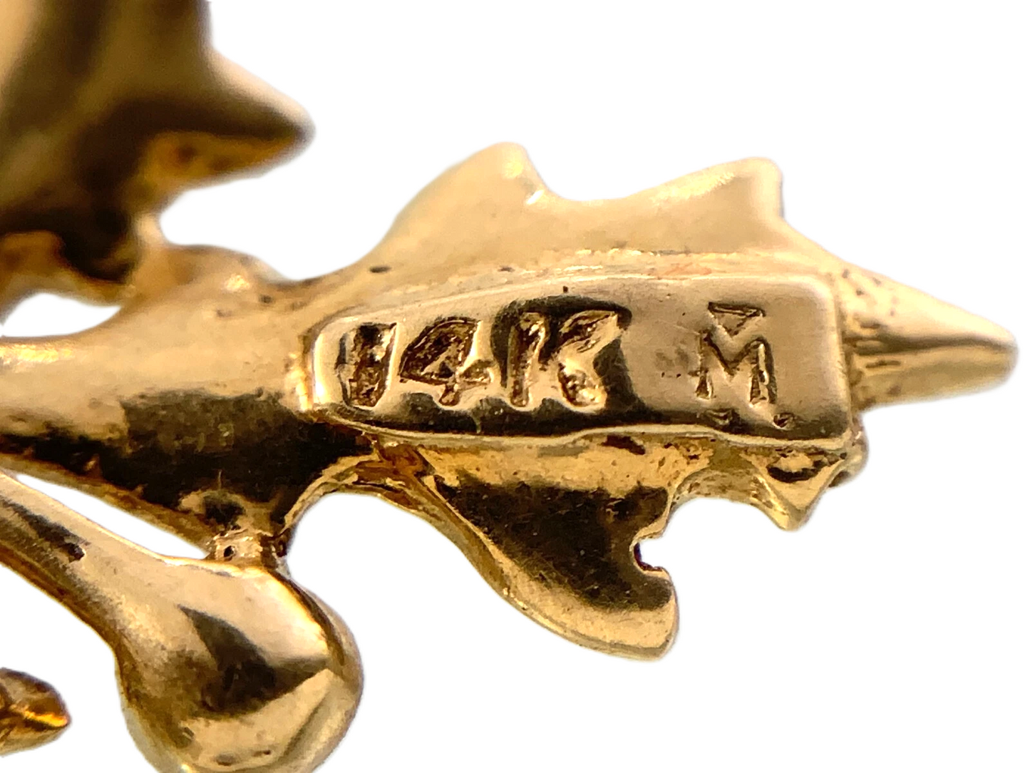 14K Yellow Gold Mistletoe Charm Christmas Pendant 0.8 grams AU309