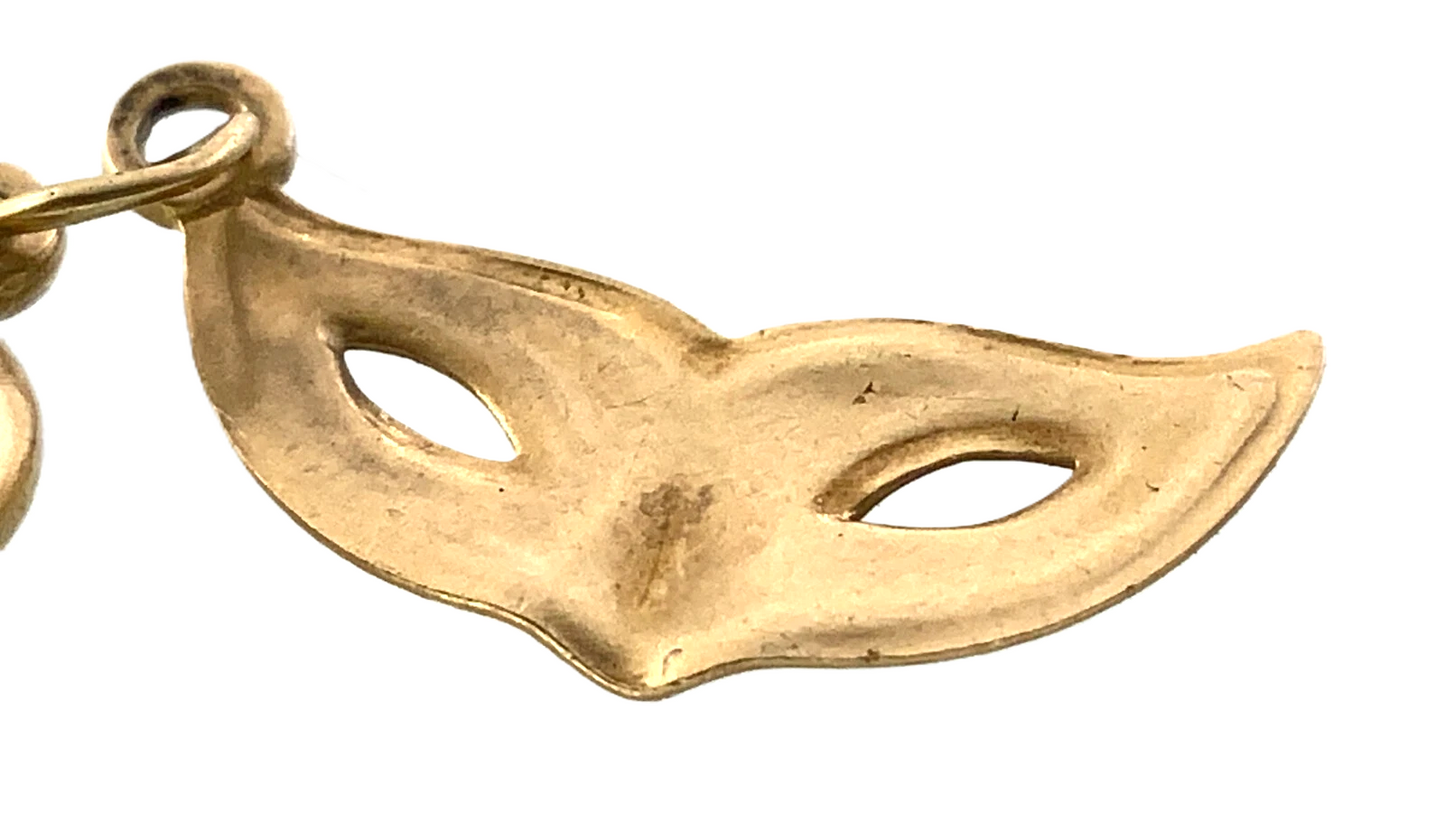 10K Yellow Gold Mask Charm Masquerade Pendant 0.6 grams AU311