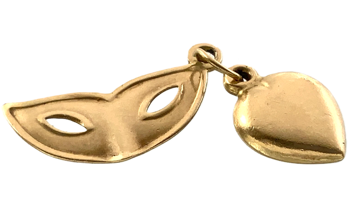 10K Yellow Gold Mask Charm Masquerade Pendant 0.6 grams AU311