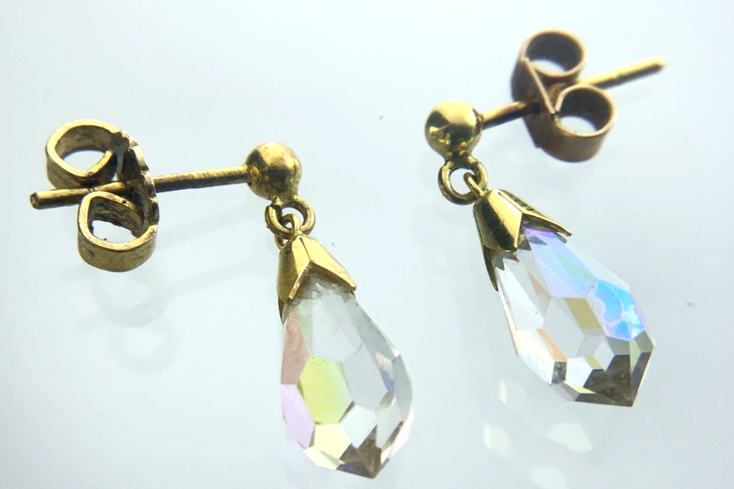 Elegant Iridescent Cubic Zirconia Earrings 9k Gold 375 BB780