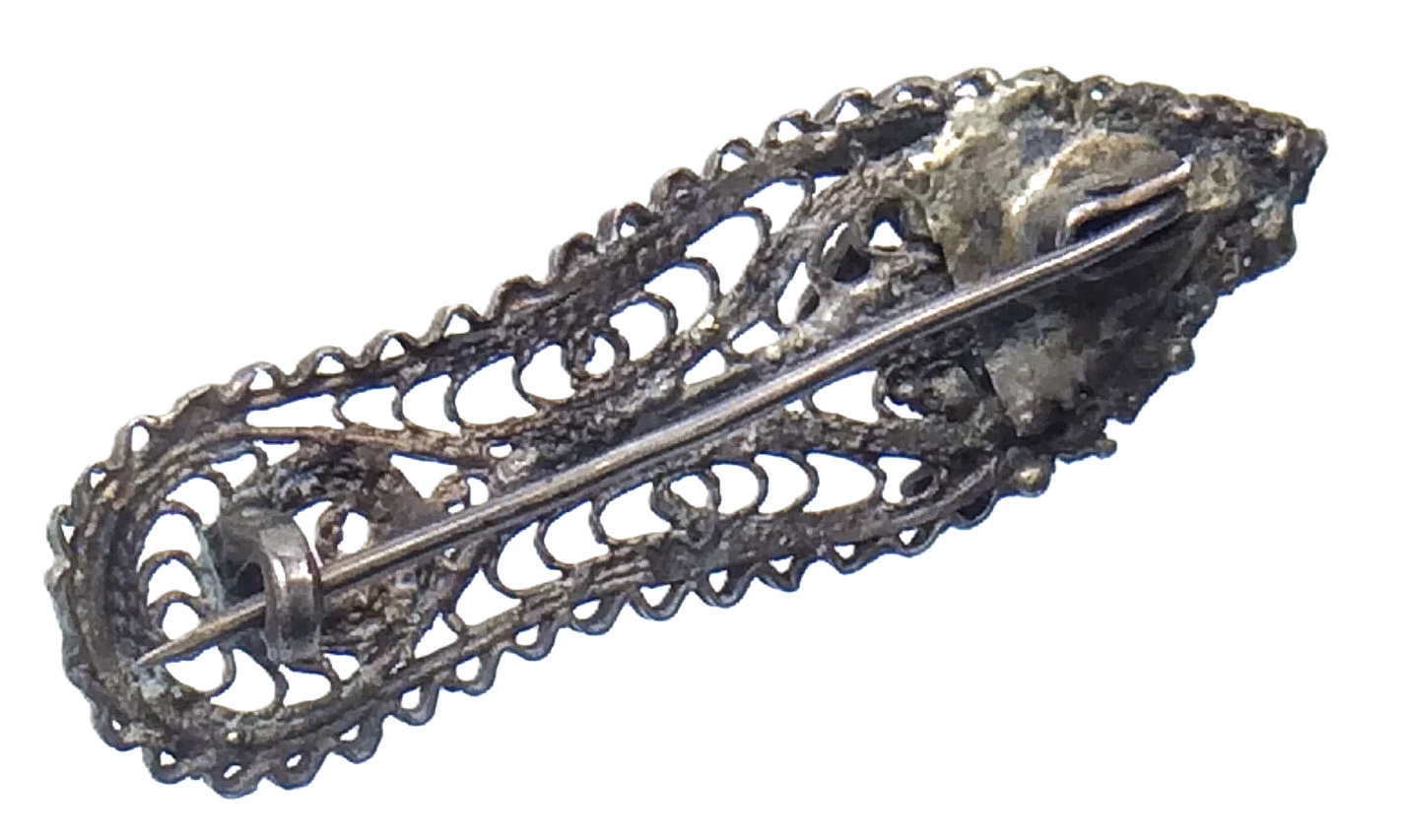 Sterling Silver Ladies Slipper Early Turkish Antique Ottoman Filigree Brooch Pin 1.5in 3.5cm 3g E260