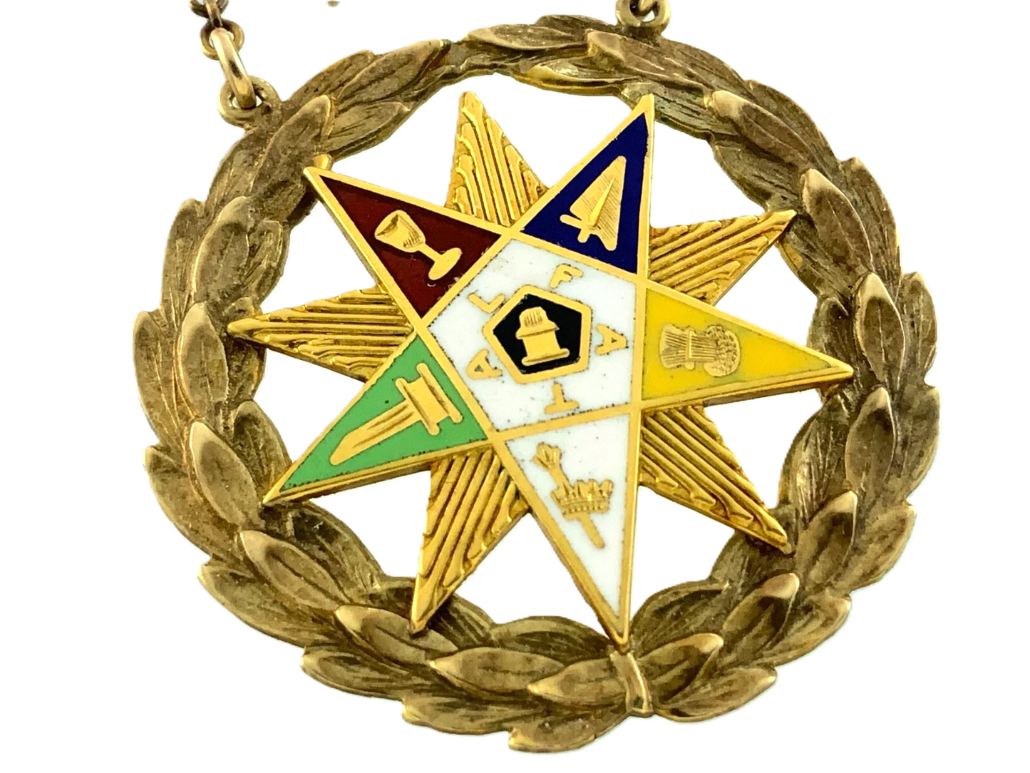 10K Yellow Gold Order Eastern Star Gavel Brooch Freemason Masonic Pin FF445