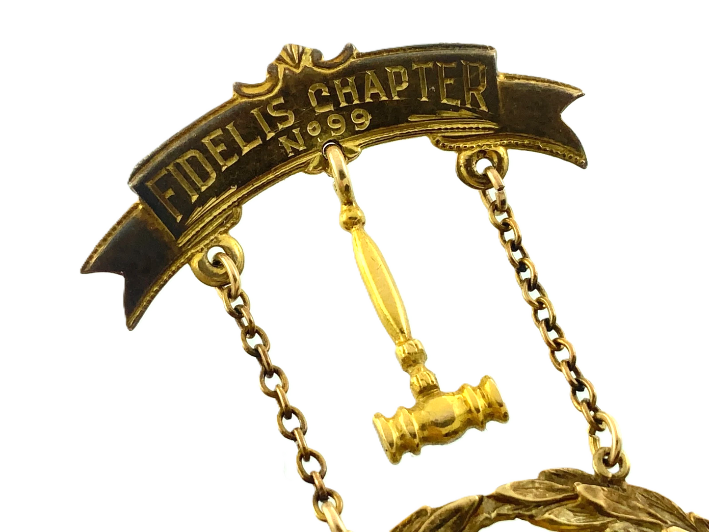 10K Yellow Gold Order Eastern Star Gavel Brooch Freemason Masonic Pin FF445