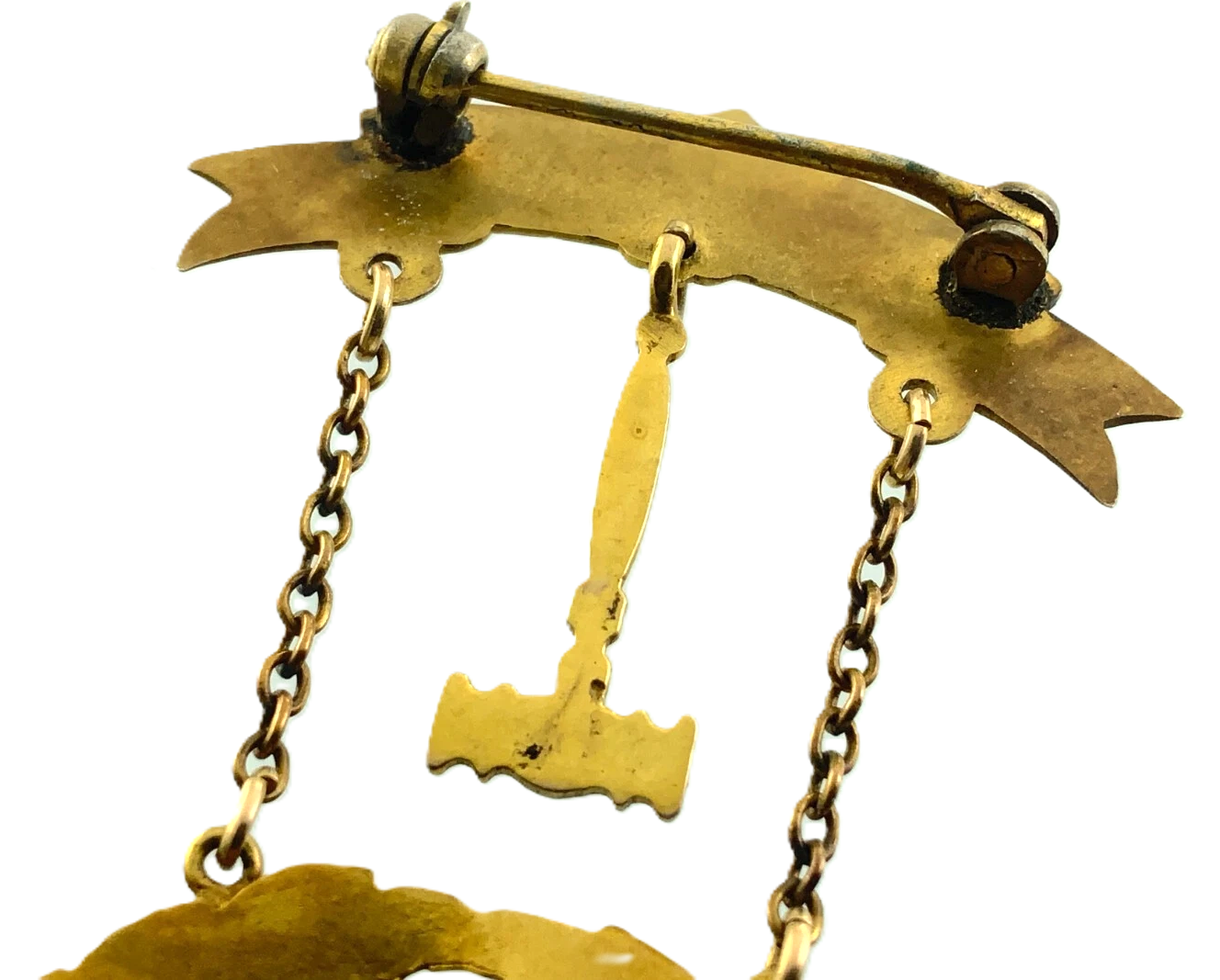 10K Yellow Gold Order Eastern Star Gavel Brooch Freemason Masonic Pin FF445