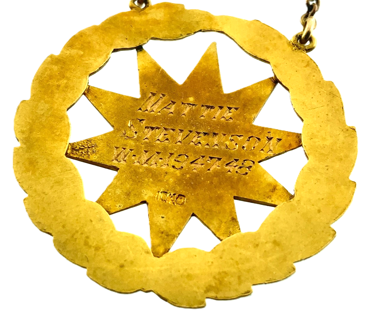 10K Yellow Gold Order Eastern Star Gavel Brooch Freemason Masonic Pin FF445