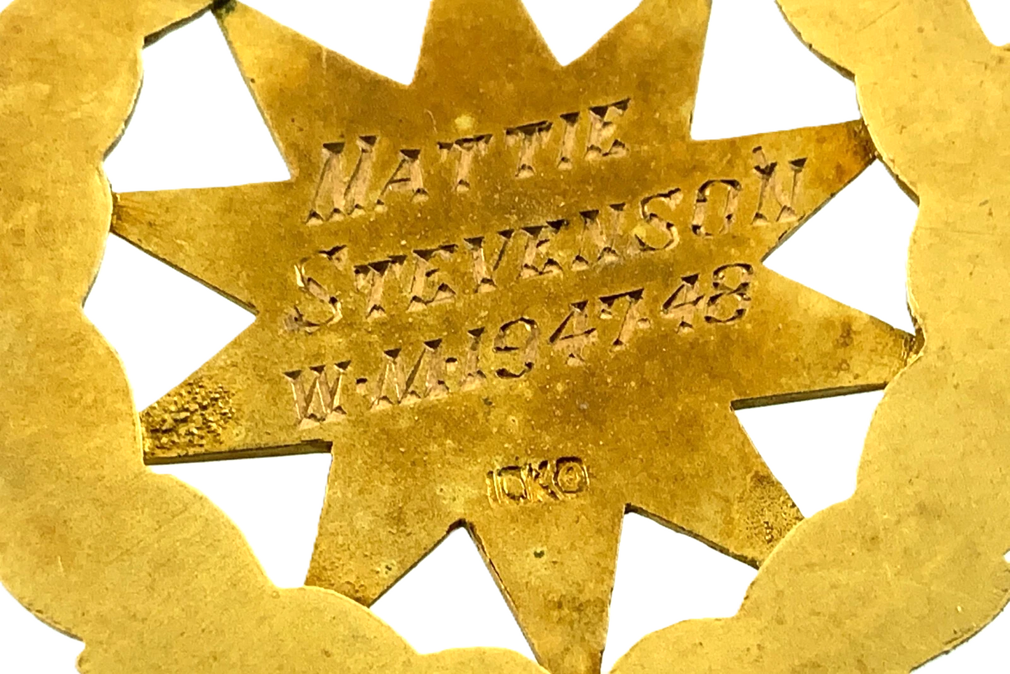 10K Yellow Gold Order Eastern Star Gavel Brooch Freemason Masonic Pin FF445