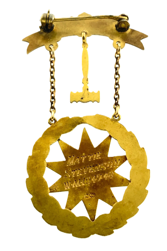 10K Yellow Gold Order Eastern Star Gavel Brooch Freemason Masonic Pin FF445