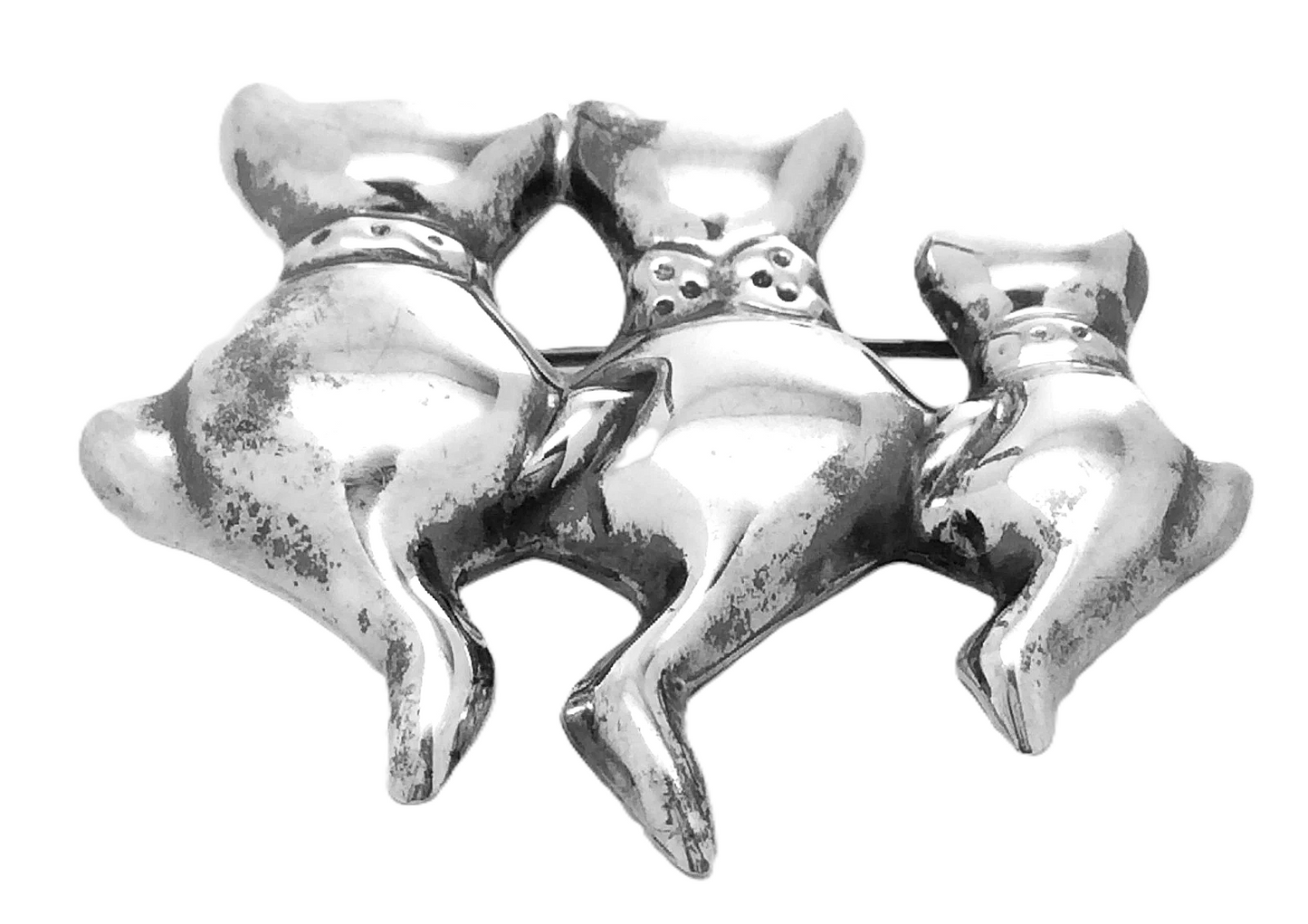 3 Musketeers Cats Kitties Sterling Silver 925 Mexico Womens Brooch Pin G872