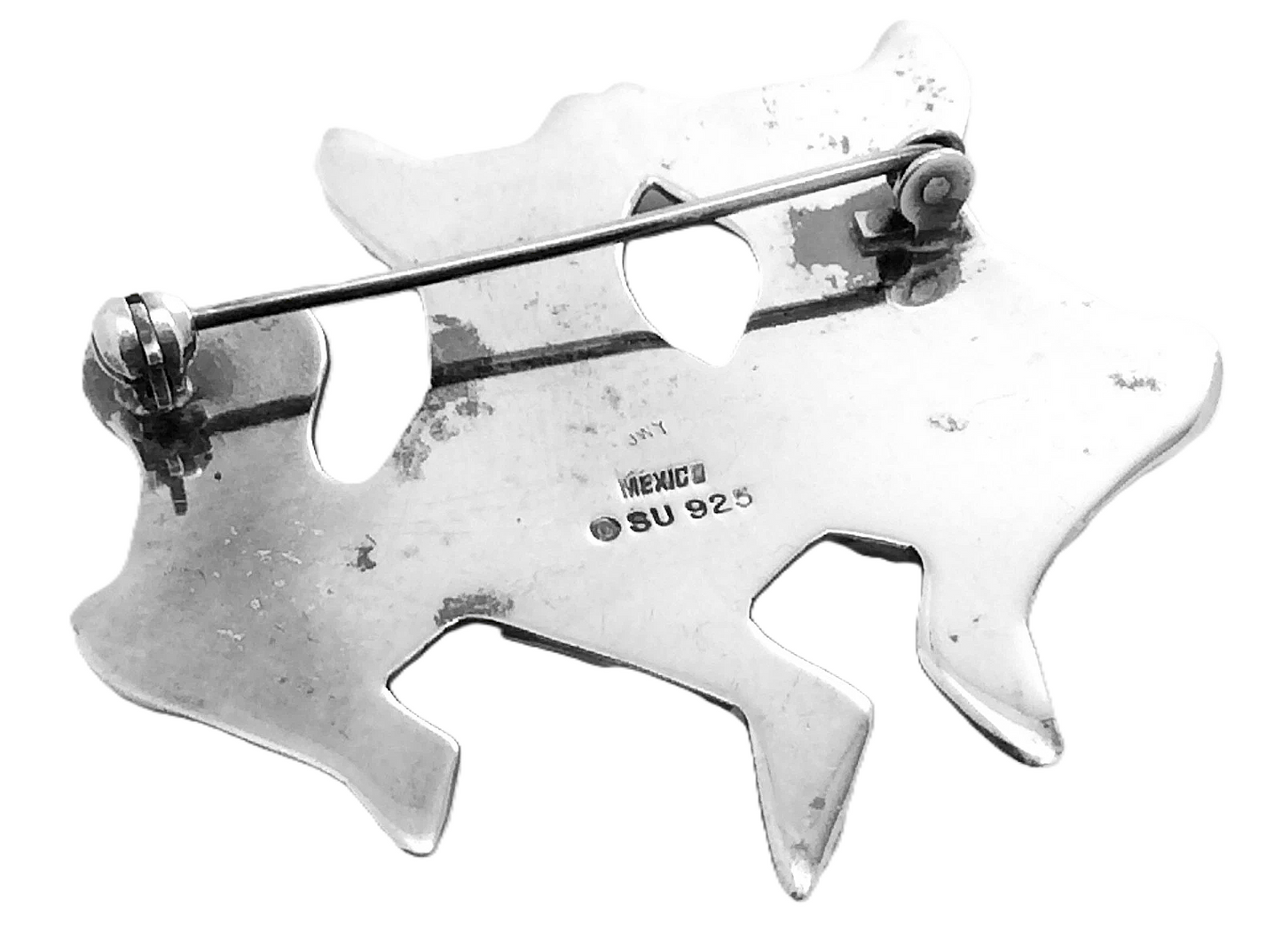 3 Musketeers Cats Kitties Sterling Silver 925 Mexico Womens Brooch Pin G872