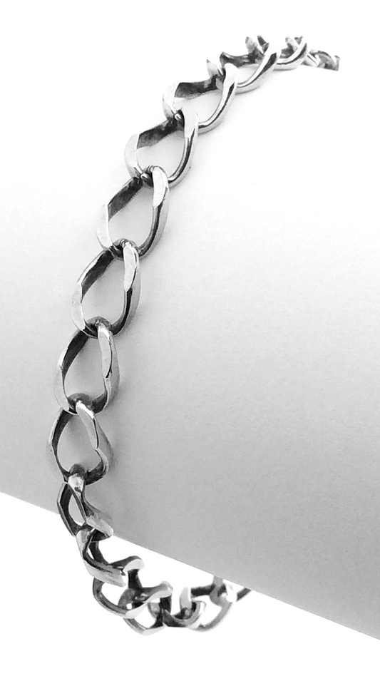 Women Vintage Ladies Sterling Silver Curb Link Bracelet 7.5in 7.2g H240
