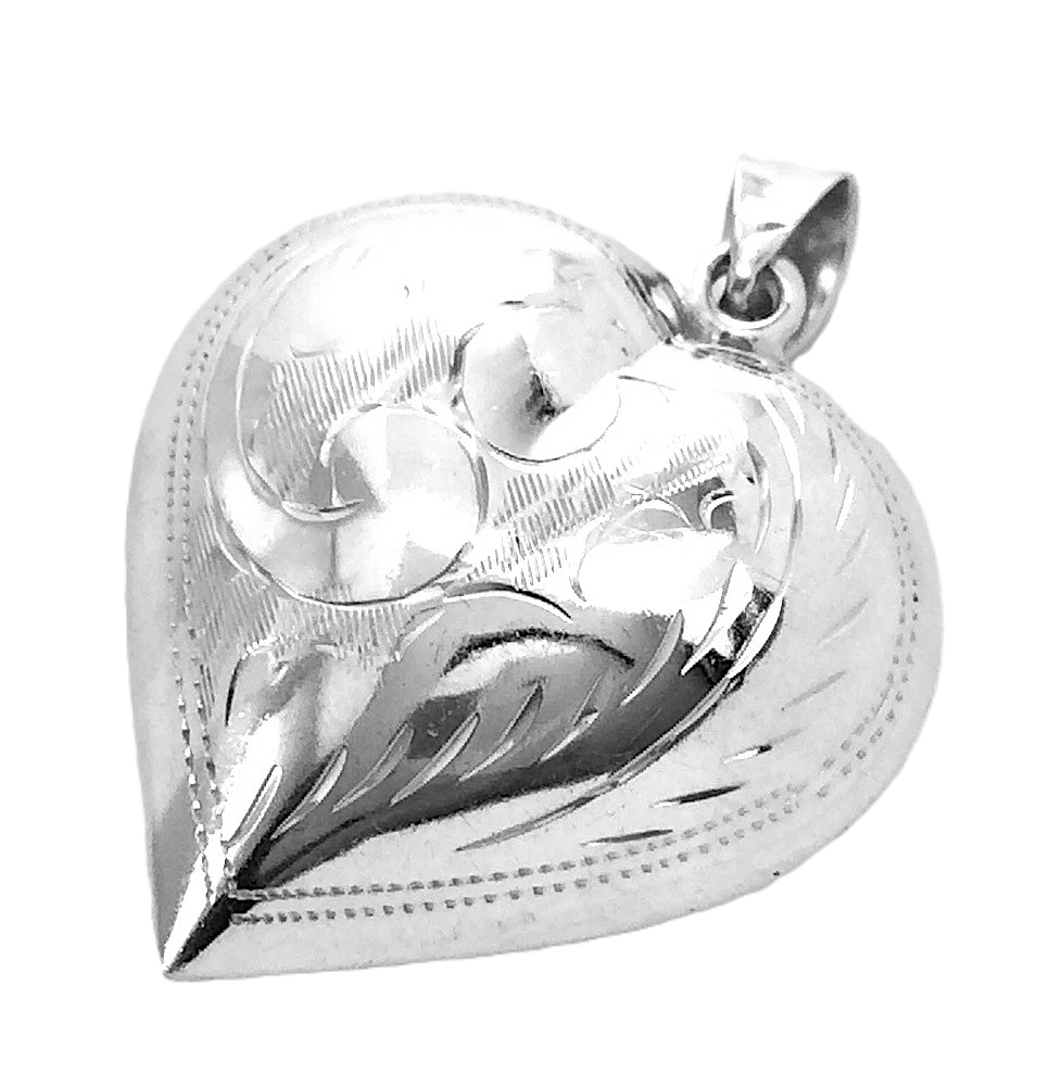 Womens Vintage Sterling Silver Hollow Heart Necklace Pendant 1.25 in 5.6g H255