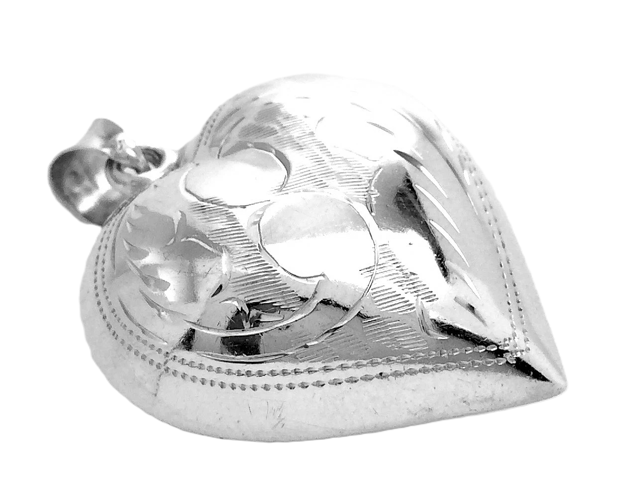 Womens Vintage Sterling Silver Hollow Heart Necklace Pendant 1.25 in 5.6g H255