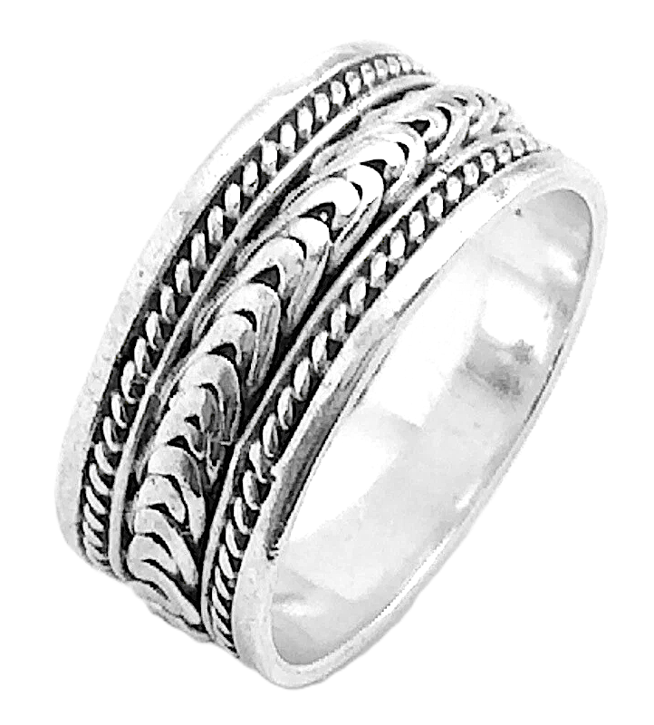 Women Ladies Vintage Band Balie Weave Braid Rope Sterling Silver Size 7.75 US Wide Ring 4.7g I983