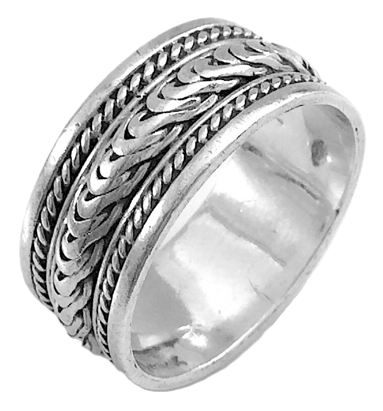 Women Ladies Vintage Band Balie Weave Braid Rope Sterling Silver Size 7.75 US Wide Ring 4.7g I983