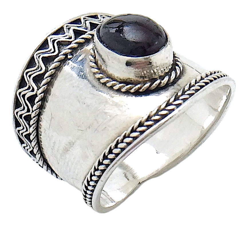 Womans Ladies Vintage Deep Purple Stone Sterling Silver Size 6 US Ring 4g I987