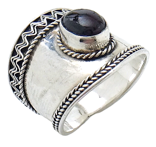 Womans Ladies Vintage Deep Purple Stone Sterling Silver Size 6 US Ring 4g I987