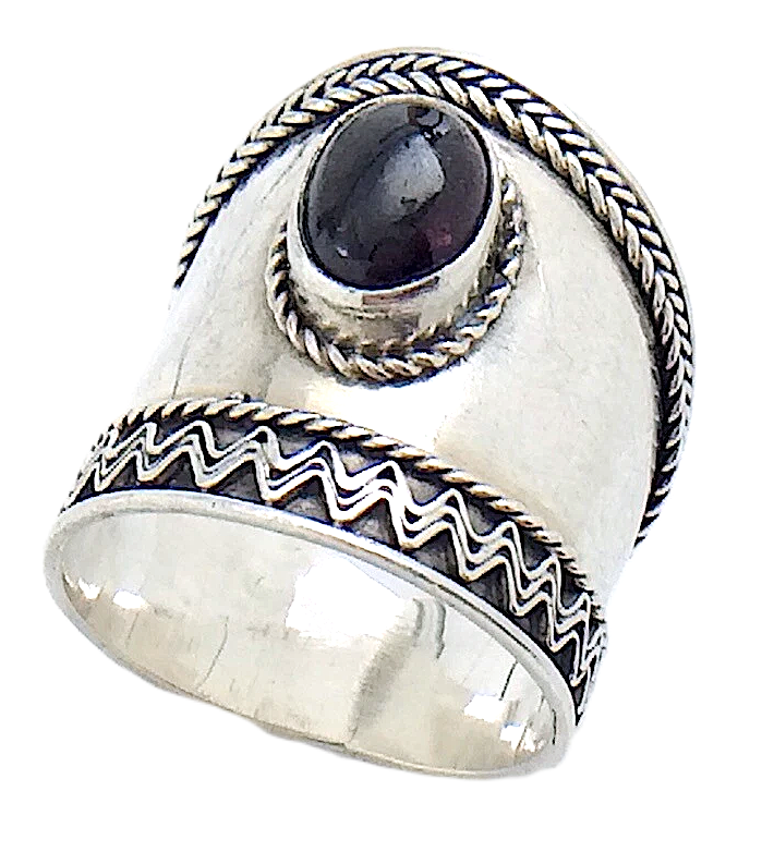 Womans Ladies Vintage Deep Purple Stone Sterling Silver Size 6 US Ring 4g I987