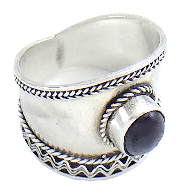 Womans Ladies Vintage Deep Purple Stone Sterling Silver Size 6 US Ring 4g I987