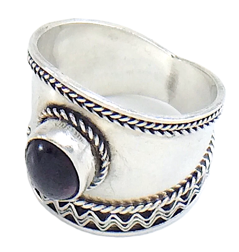 Womans Ladies Vintage Deep Purple Stone Sterling Silver Size 6 US Ring 4g I987