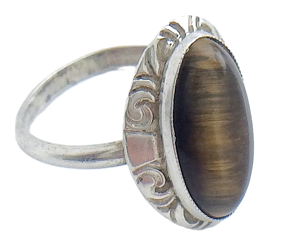 Womans Ladies Vintage Southwestern Oval Cabochon Stone Sterling Silver Size 8 US Ring 2.9g I988